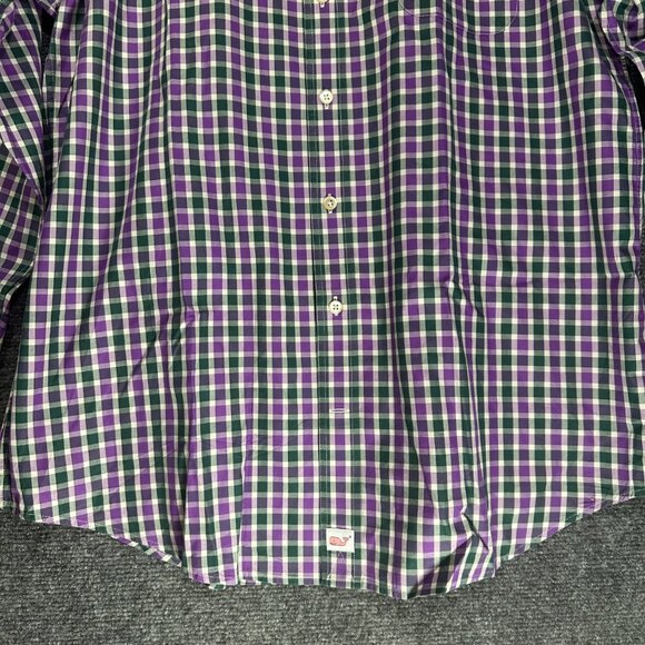 Vineyard Vines Shirt Mens Large Slim Fit Murray Button Down Purple Plaid Pocket - Picture 2 of 7